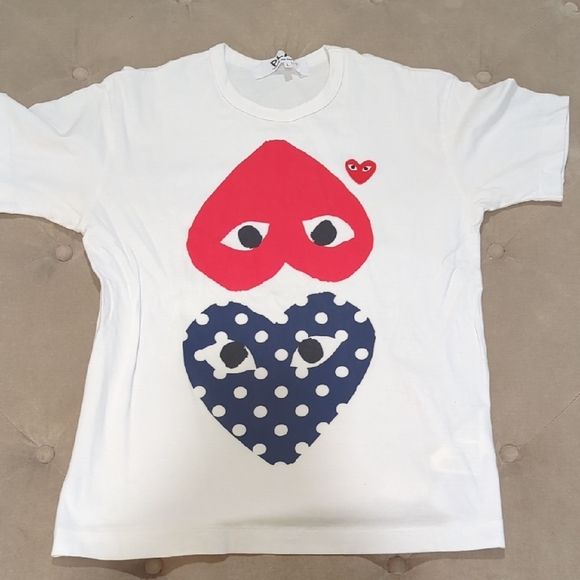 Comme des Garcons PLAY Other - Mens White and Red Heart Graphic T-Shirt